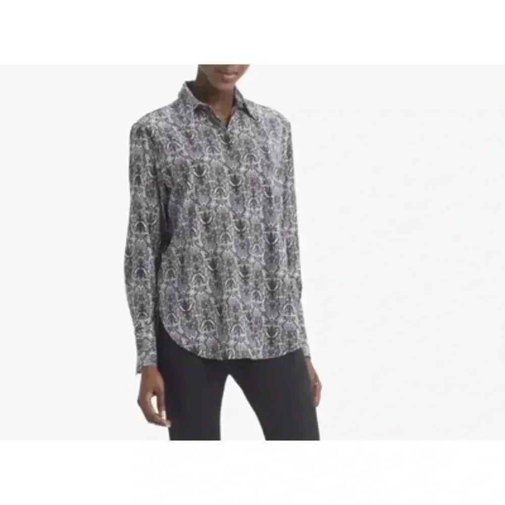 MM Lafleur Black and White Paisley Button-Down Shirt